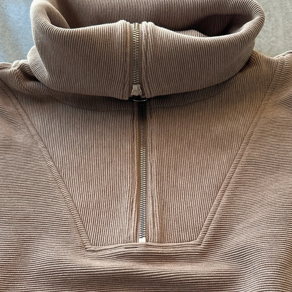 Varley Taupe Ribbed Zip Jacket - Picture 3 of 3